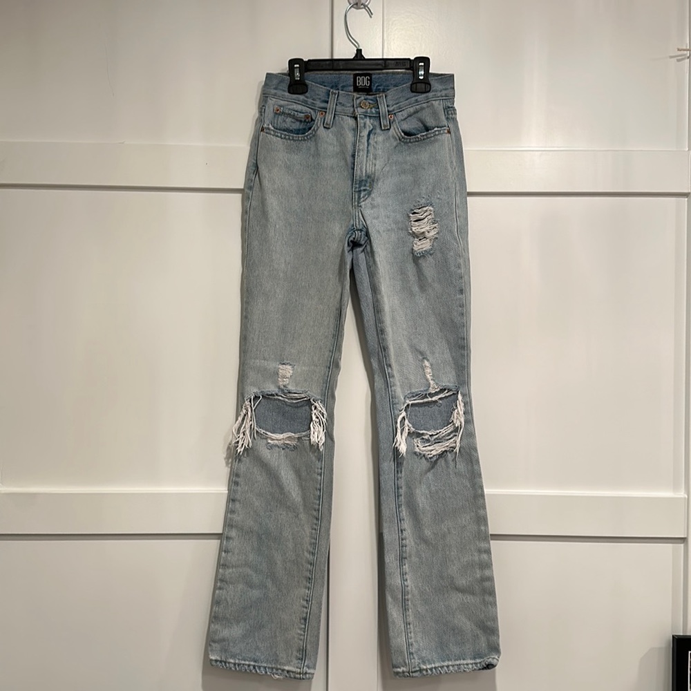 Denim Ripped Boot Cut Jeans